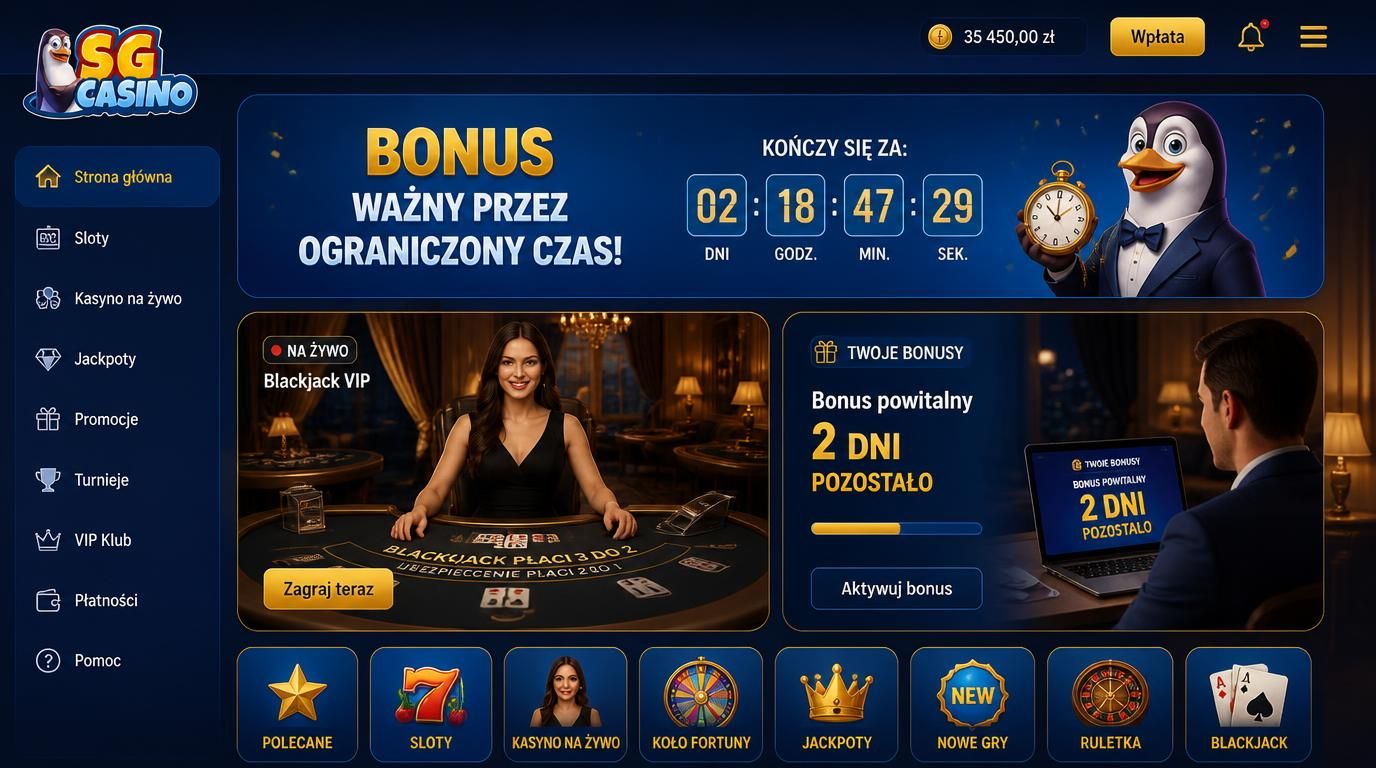 zegar odliczający czas w promocji bonusowej w kasynie SG Casino
