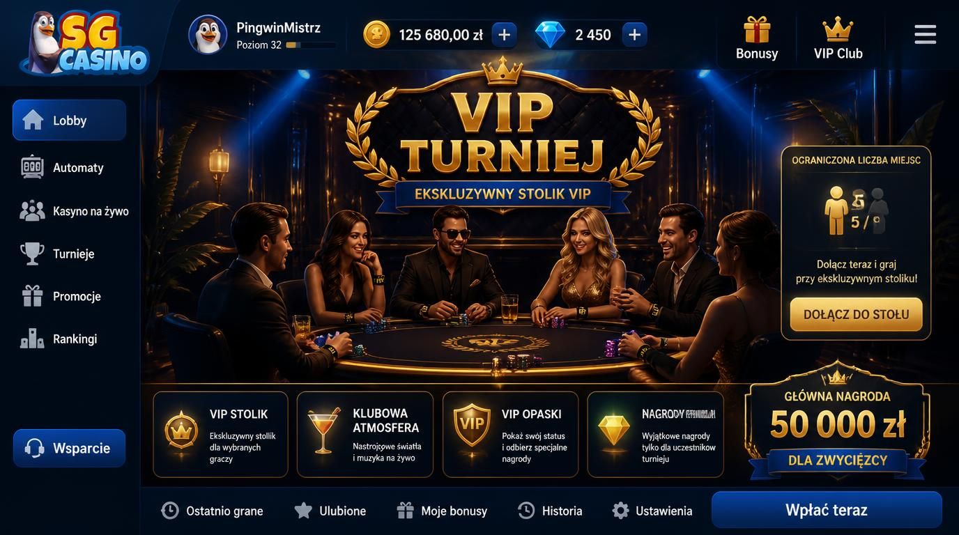 ekskluzywny VIP turniej w SG Casino z ograniczoną liczbą graczy