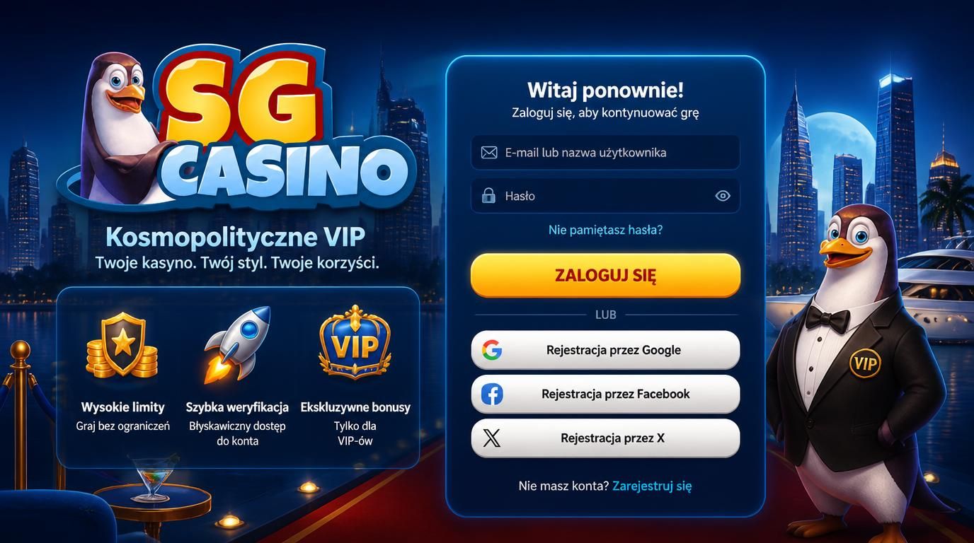 VIP szybkiej rejestracji interfejs z opcją Google/Social media, luksusowe benefity